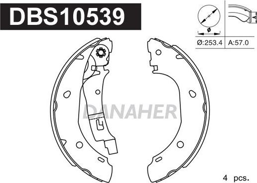 Danaher DBS10539 - Комплект тормозных колодок, барабанные autosila-amz.com