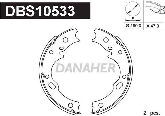 Danaher DBS10533 - Комплект тормозов, ручник, парковка autosila-amz.com
