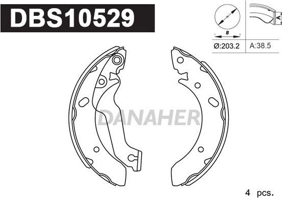 Danaher DBS10529 - Комплект тормозных колодок, барабанные autosila-amz.com