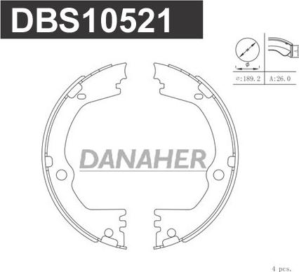 Danaher DBS10521 - Комплект тормозов, ручник, парковка autosila-amz.com