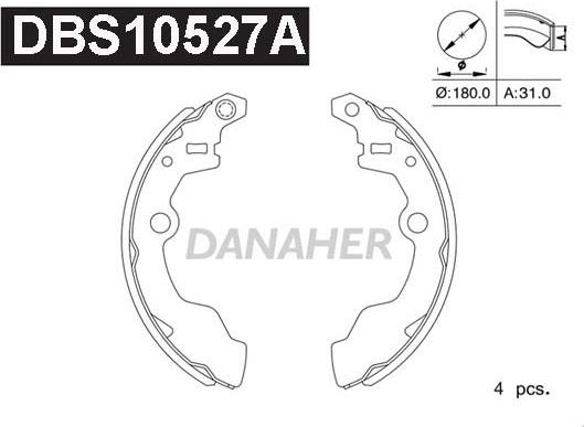 Danaher DBS10527A - Комплект тормозных колодок, барабанные autosila-amz.com