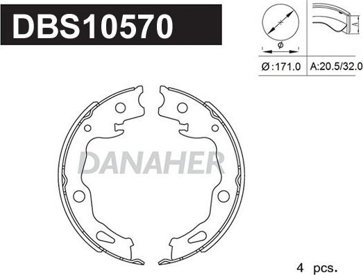 Danaher DBS10570 - Комплект тормозов, ручник, парковка autosila-amz.com