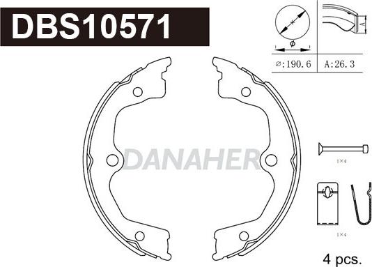 Danaher DBS10571 - Комплект тормозов, ручник, парковка autosila-amz.com