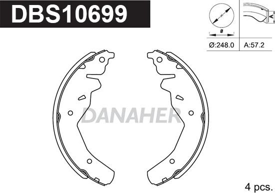 Danaher DBS10699 - Комплект тормозных колодок, барабанные autosila-amz.com