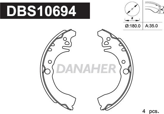 Danaher DBS10694 - Комплект тормозных колодок, барабанные autosila-amz.com