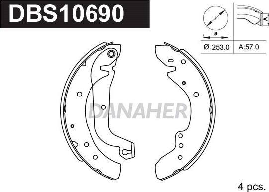 Danaher DBS10690 - Комплект тормозных колодок, барабанные autosila-amz.com