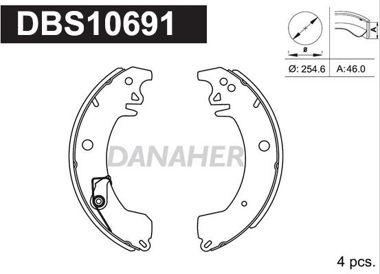 Danaher DBS10691 - Комплект тормозных колодок, барабанные autosila-amz.com