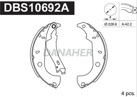 Danaher DBS10692A - Комплект тормозных колодок, барабанные autosila-amz.com