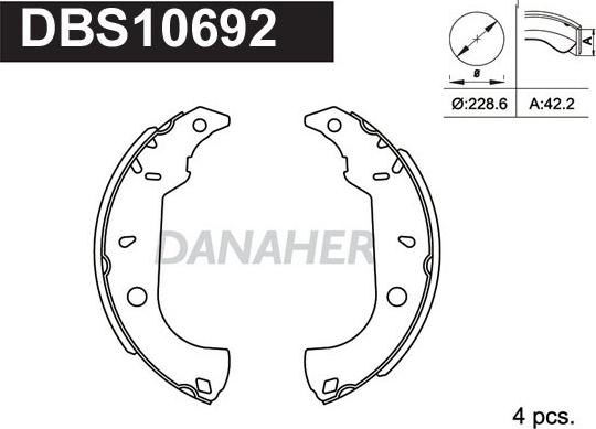 Danaher DBS10692 - Комплект тормозных колодок, барабанные autosila-amz.com