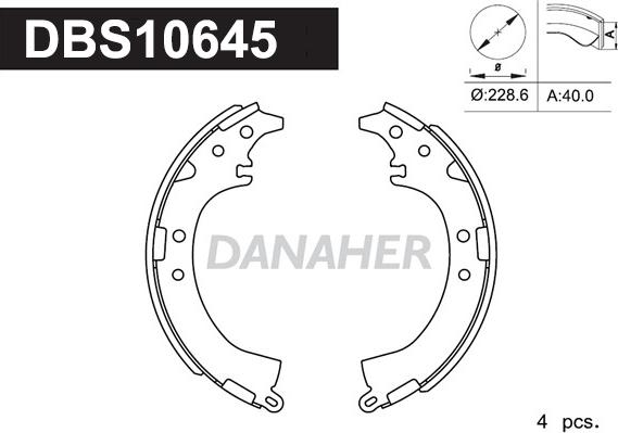 Danaher DBS10645 - Комплект тормозных колодок, барабанные autosila-amz.com