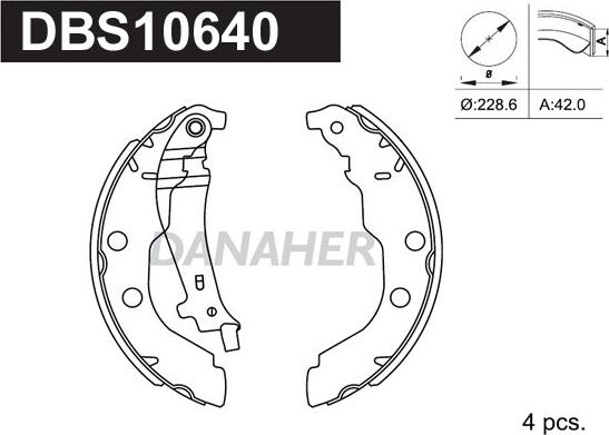 Danaher DBS10640 - Комплект тормозных колодок, барабанные autosila-amz.com