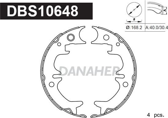 Danaher DBS10648 - Комплект тормозов, ручник, парковка autosila-amz.com