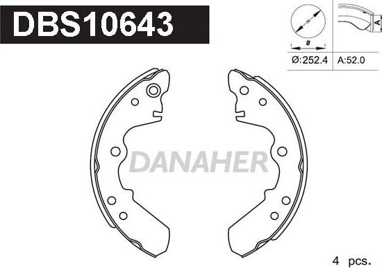 Danaher DBS10643 - Комплект тормозных колодок, барабанные autosila-amz.com