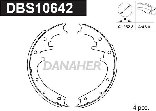 Danaher DBS10642 - Комплект тормозных колодок, барабанные autosila-amz.com