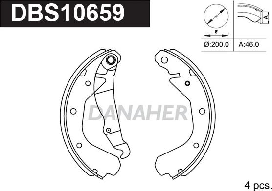 Danaher DBS10659 - Комплект тормозных колодок, барабанные autosila-amz.com