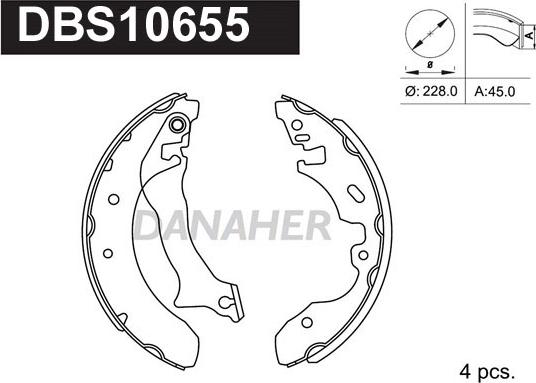 Danaher DBS10655 - Комплект тормозных колодок, барабанные autosila-amz.com