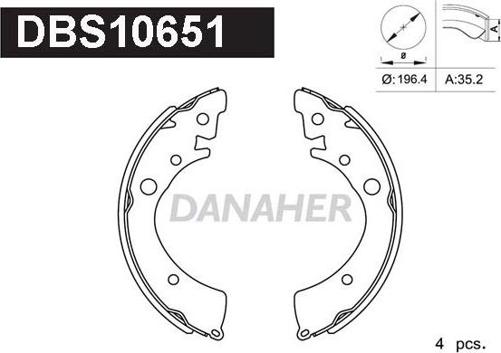 Danaher DBS10651 - Комплект тормозных колодок, барабанные autosila-amz.com