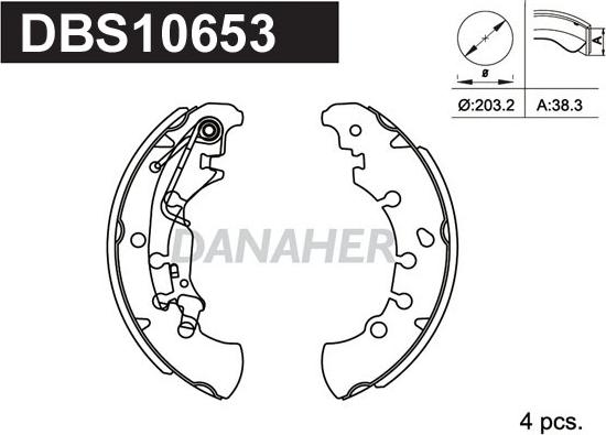 Danaher DBS10653 - Комплект тормозных колодок, барабанные autosila-amz.com