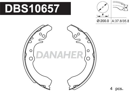 Danaher DBS10657 - Комплект тормозных колодок, барабанные autosila-amz.com