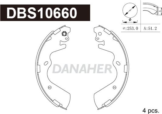 Danaher DBS10660 - Комплект тормозных колодок, барабанные autosila-amz.com