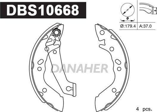 Danaher DBS10668 - Комплект тормозных колодок, барабанные autosila-amz.com