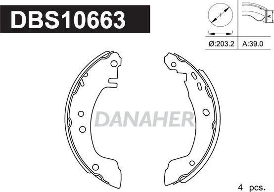 Danaher DBS10663 - Комплект тормозных колодок, барабанные autosila-amz.com