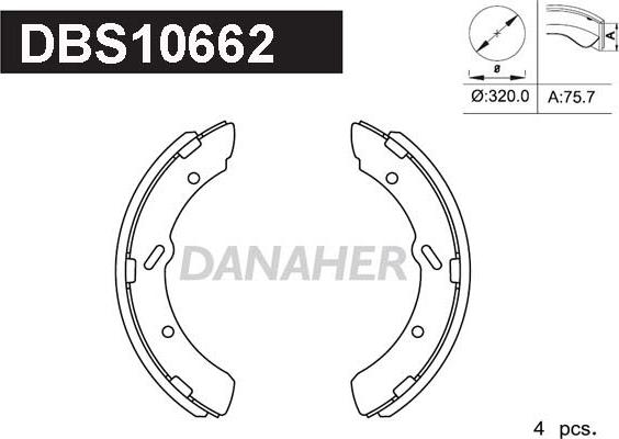 Danaher DBS10662 - Комплект тормозных колодок, барабанные autosila-amz.com