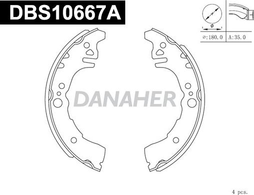 Danaher DBS10667A - Комплект тормозных колодок, барабанные autosila-amz.com