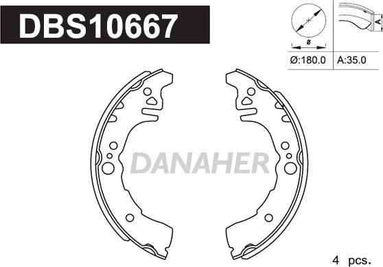 Danaher DBS10667 - Комплект тормозных колодок, барабанные autosila-amz.com
