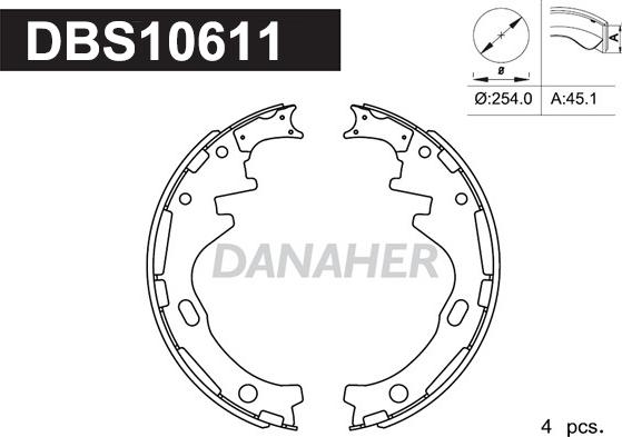 Danaher DBS10611 - Комплект тормозных колодок, барабанные autosila-amz.com
