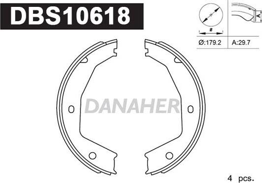 Danaher DBS10618 - Комплект тормозов, ручник, парковка autosila-amz.com