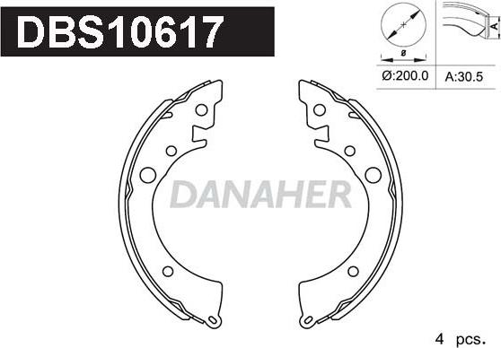 Danaher DBS10617 - Комплект тормозных колодок, барабанные autosila-amz.com