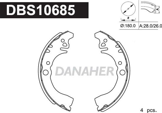 Danaher DBS10685 - Комплект тормозных колодок, барабанные autosila-amz.com