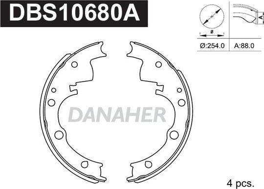 Danaher DBS10680A - Комплект тормозных колодок, барабанные autosila-amz.com
