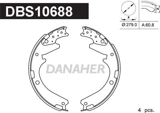 Danaher DBS10688 - Комплект тормозных колодок, барабанные autosila-amz.com