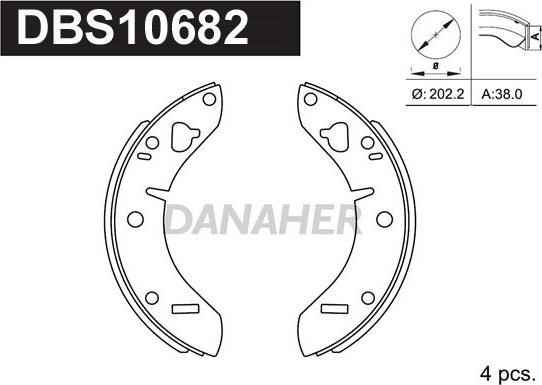 Danaher DBS10682 - Комплект тормозных колодок, барабанные autosila-amz.com