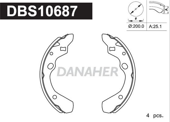 Danaher DBS10687 - Комплект тормозных колодок, барабанные autosila-amz.com