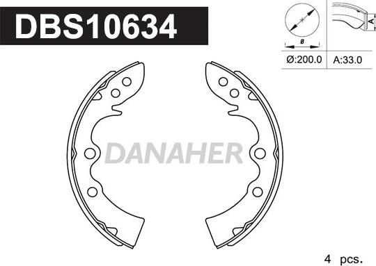 Danaher DBS10634 - Комплект тормозных колодок, барабанные autosila-amz.com