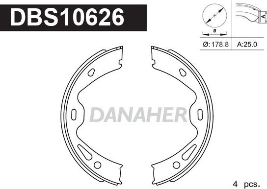 Danaher DBS10626 - Комплект тормозов, ручник, парковка autosila-amz.com