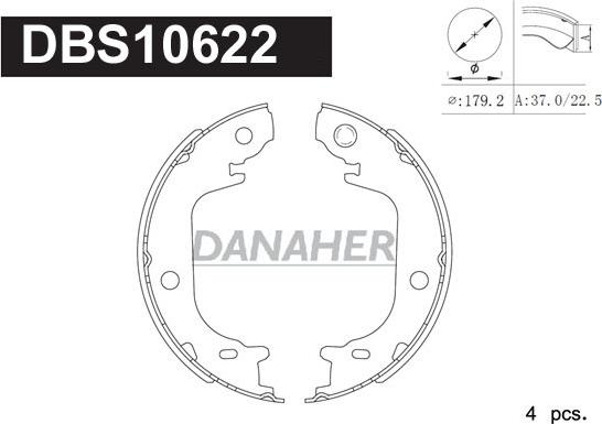 Danaher DBS10622 - Комплект тормозов, ручник, парковка autosila-amz.com