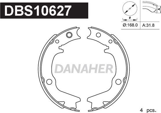 Danaher DBS10627 - Комплект тормозов, ручник, парковка autosila-amz.com