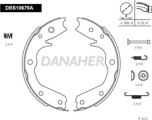 Danaher DBS10679A - Комплект тормозов, ручник, парковка autosila-amz.com
