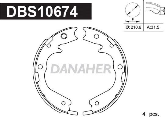 Danaher DBS10674 - Комплект тормозов, ручник, парковка autosila-amz.com