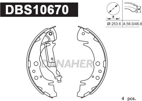 Danaher DBS10670 - Комплект тормозных колодок, барабанные autosila-amz.com