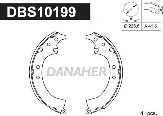 Danaher DBS10199 - Комплект тормозных колодок, барабанные autosila-amz.com
