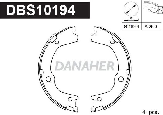 Danaher DBS10194 - Комплект тормозов, ручник, парковка autosila-amz.com