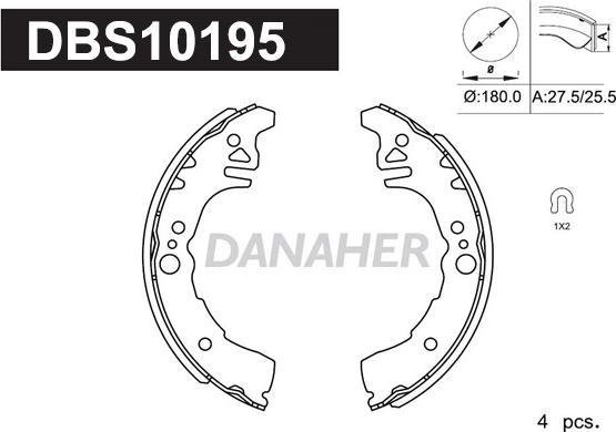 Danaher DBS10195 - Комплект тормозных колодок, барабанные autosila-amz.com