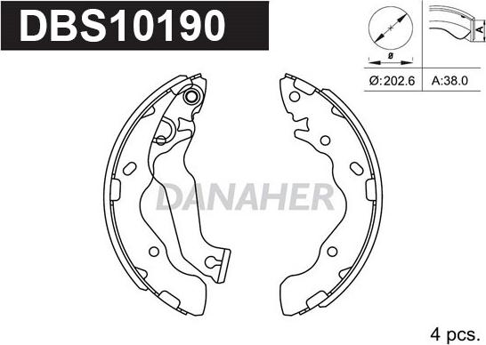 Danaher DBS10190 - Комплект тормозных колодок, барабанные autosila-amz.com