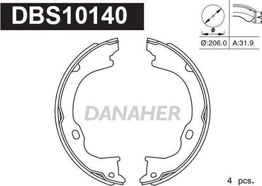 Danaher DBS10140 - Комплект тормозов, ручник, парковка autosila-amz.com