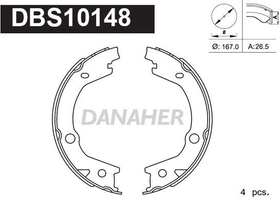 Danaher DBS10148 - Комплект тормозов, ручник, парковка autosila-amz.com